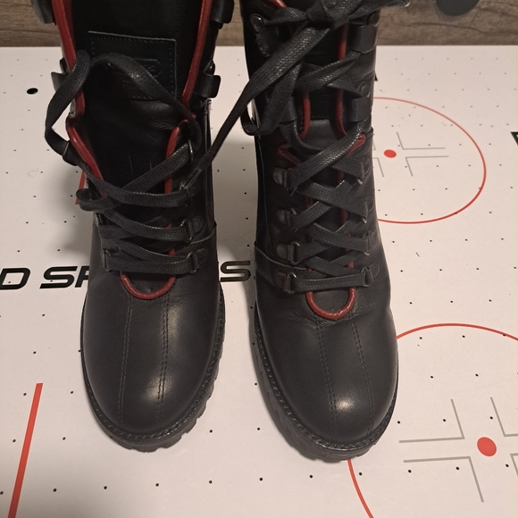 COACH Lucia Black W/Red Trim Lace  Up Heeled Boots!!! Size 6.5 - Picture 11 of 12